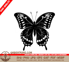 Gorgeous Butterfly SVG - A Black And White Butterfly With White Spots On Its Wings