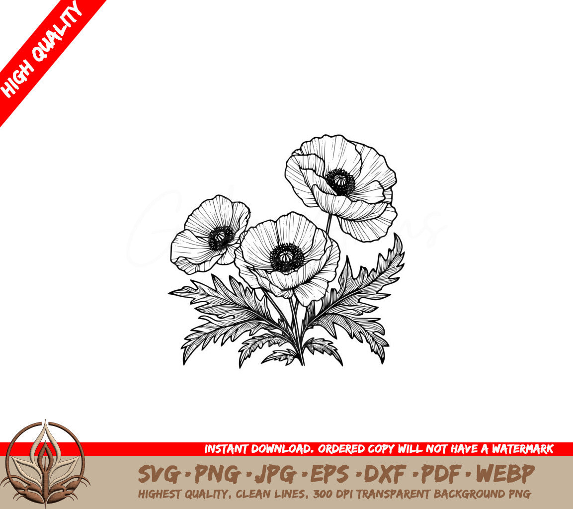 Gorgeous Poppy Trio Digital Product SVG