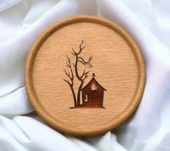 Gothic Horror House with Tree SVG -  Drawing SVG