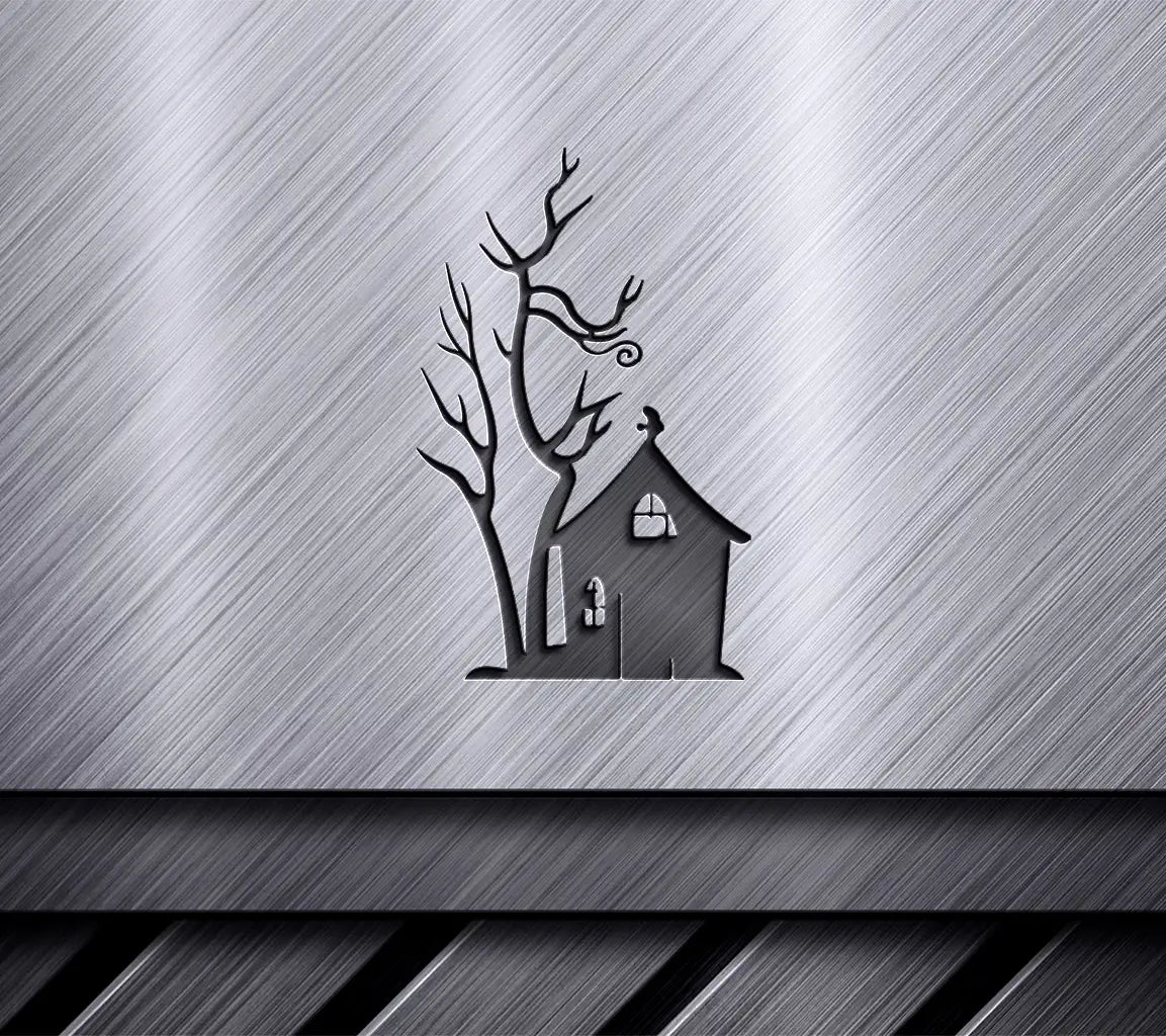 Gothic Horror House with Tree SVG -  Drawing SVG