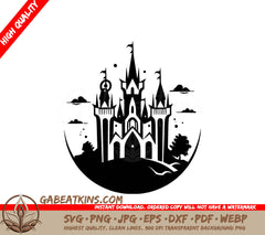 Gothic Castle Hilltop  SVG Illustration SVG