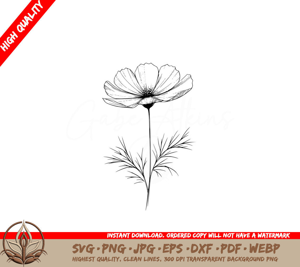 Graceful Cosmos Bloom SVG Digital Product