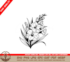 Graceful Gladiolus Flowers SVG Format