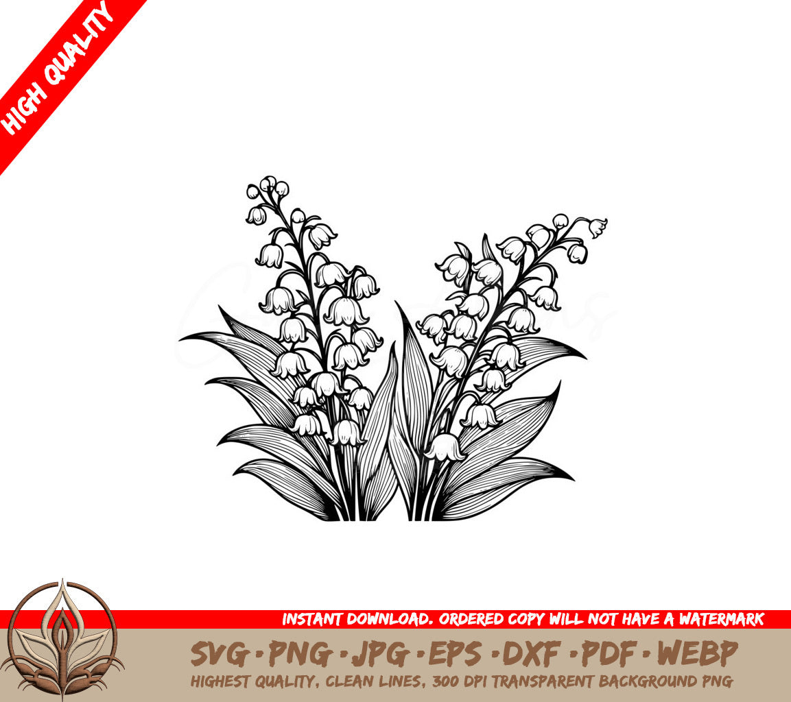 Graceful Lily Valley Flowers SVG Digital Product