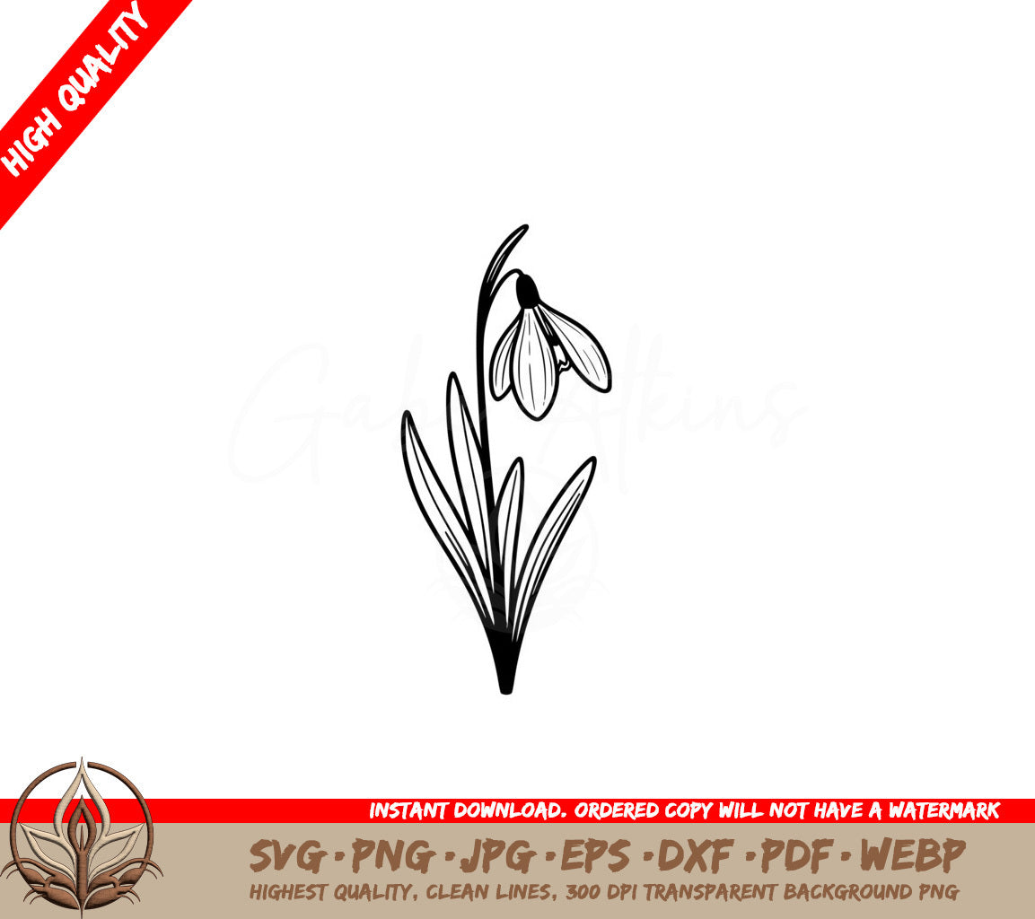 Graceful Snowdrop SVG - Digital Product in Various File Formats