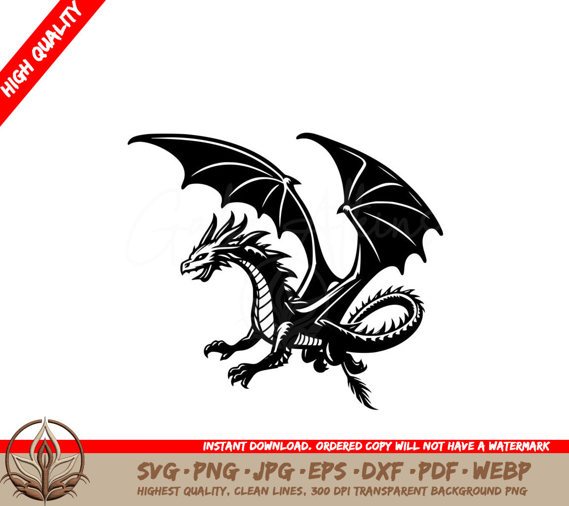 Grand Winged Dragon SVG Vector Digital File