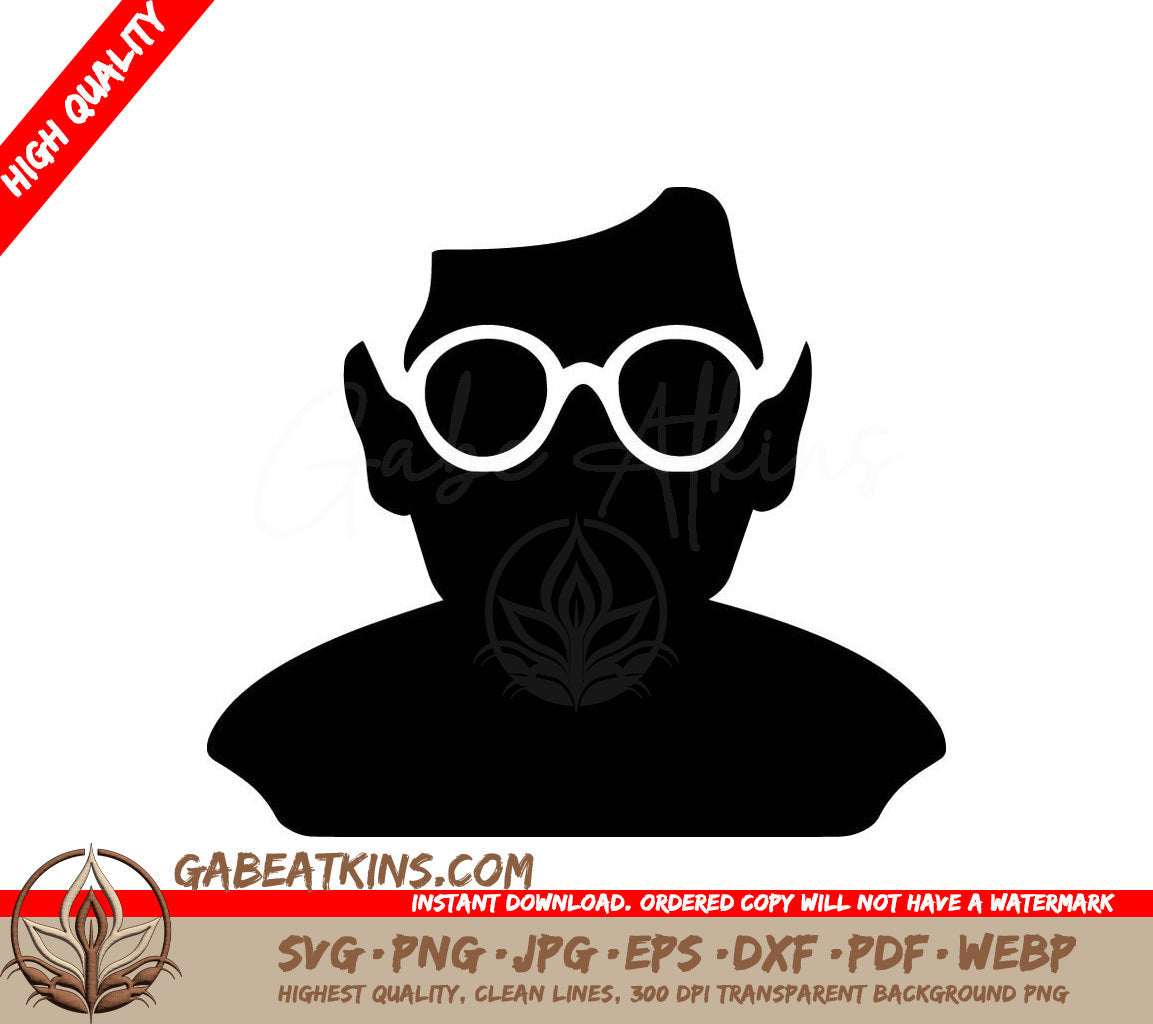 A Silhouette Of A Man Wearing Glasses And A Hat SVG - Grandma SVG