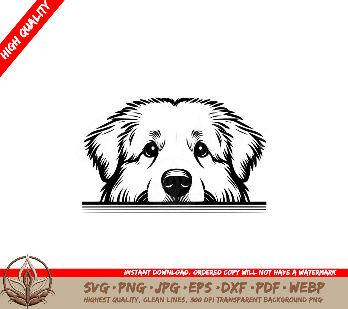 Great Pyrenees Peek SVG - Digital Product file in SVG, PNG, JPG, AI, PDF, DXF, EPS, and WebP formats for flexibility