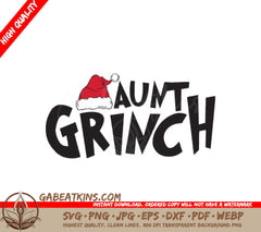 Aunt Grinch SVG with Santa Hat - Christmas Design SVG