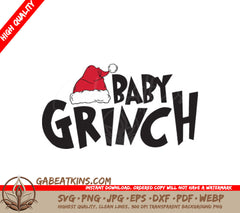 Grinch Baby with Santa Hat SVG - Christmas Design SVG