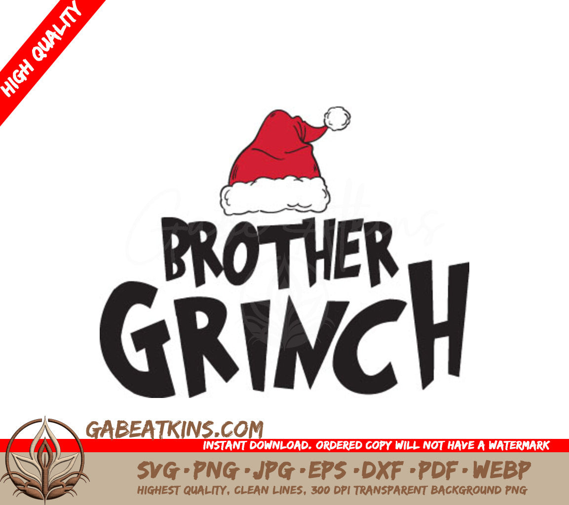 Grinch Brother with Santa Hat SVG - Christmas Design SVG