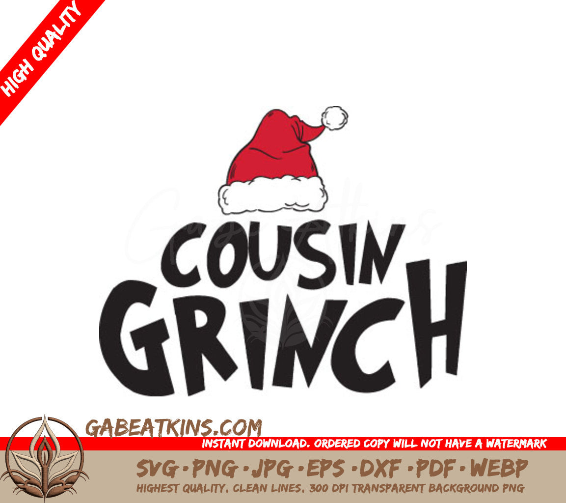 Grinch Cousin with Santa Hat SVG - Christmas Design SVG