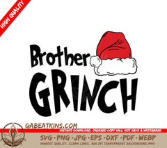 Grinch Brother with Santa Hat SVG - Family Christmas Design SVG