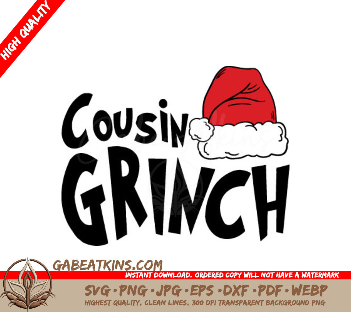 Grinch Cousin with Santa Hat SVG Design - Family Christmas SVG SVG