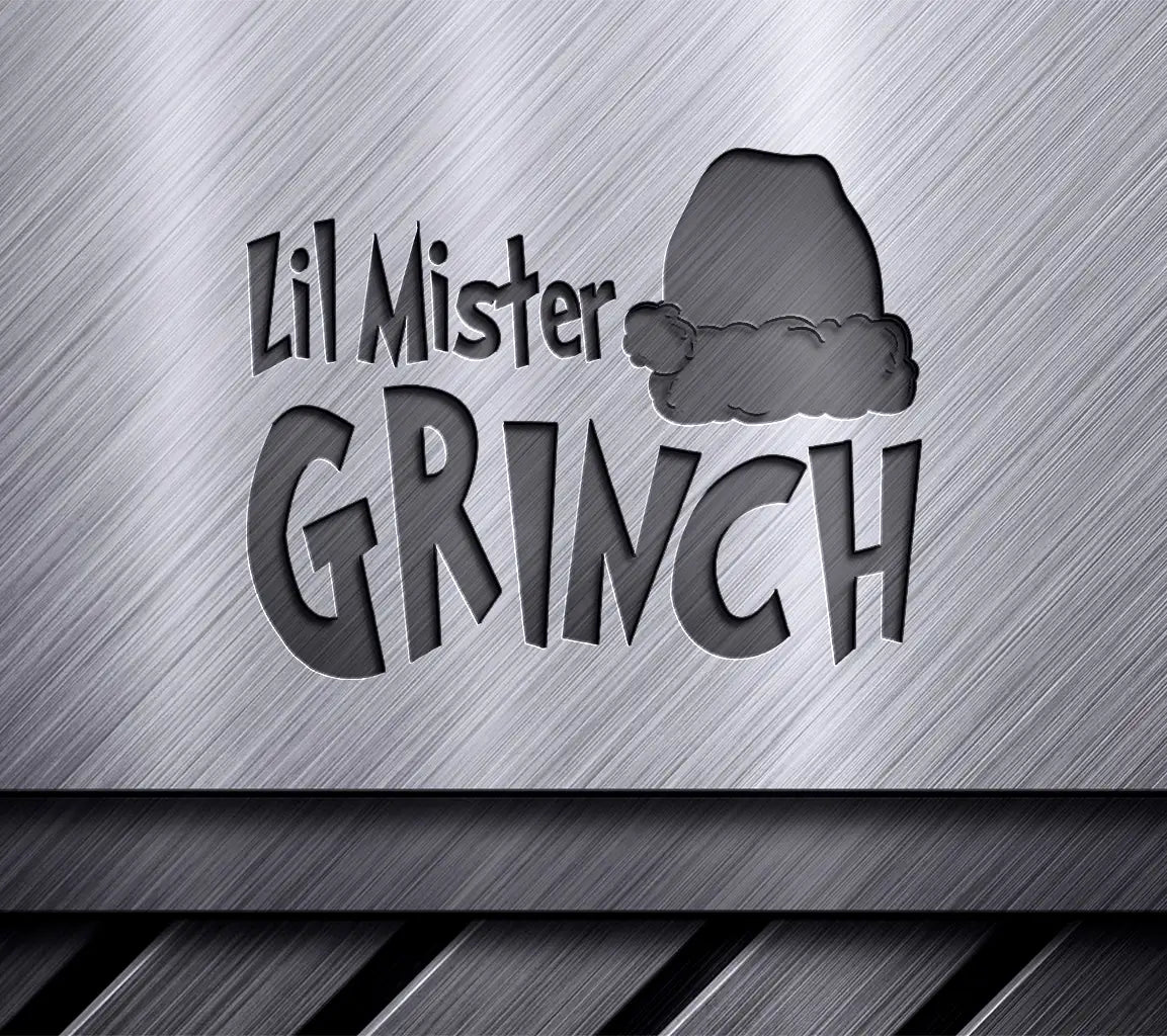 Lil Mister Grinch with Santa Hat SVG Design - Family Christmas SVG