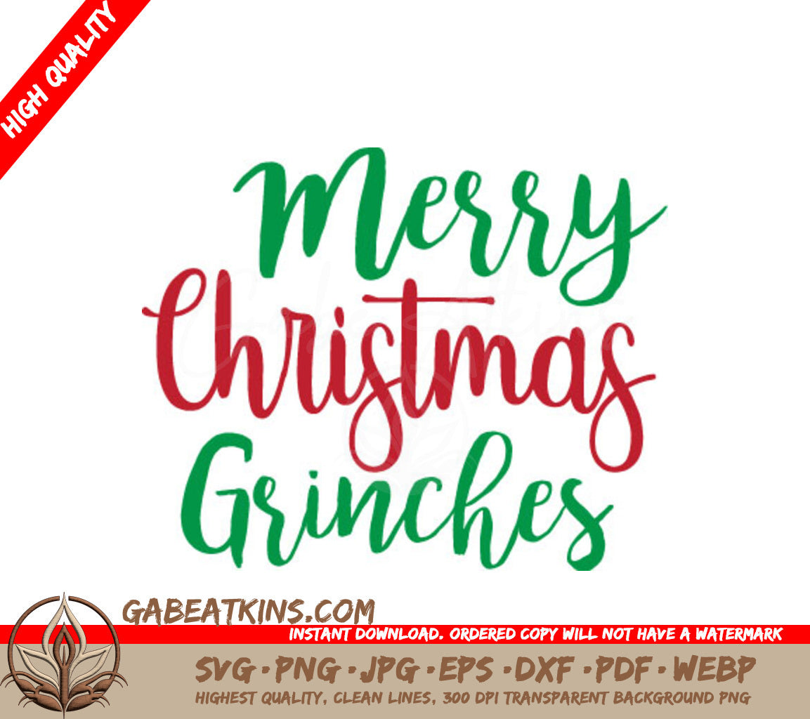 Merry Christmas Grinches SVG - Red & Green on White Background SVG