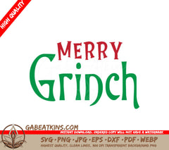 Merry Grinch Design SVG - Green & Red on White Background SVG