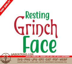 Resting Grinch Face SVG - Green & Red Design SVG