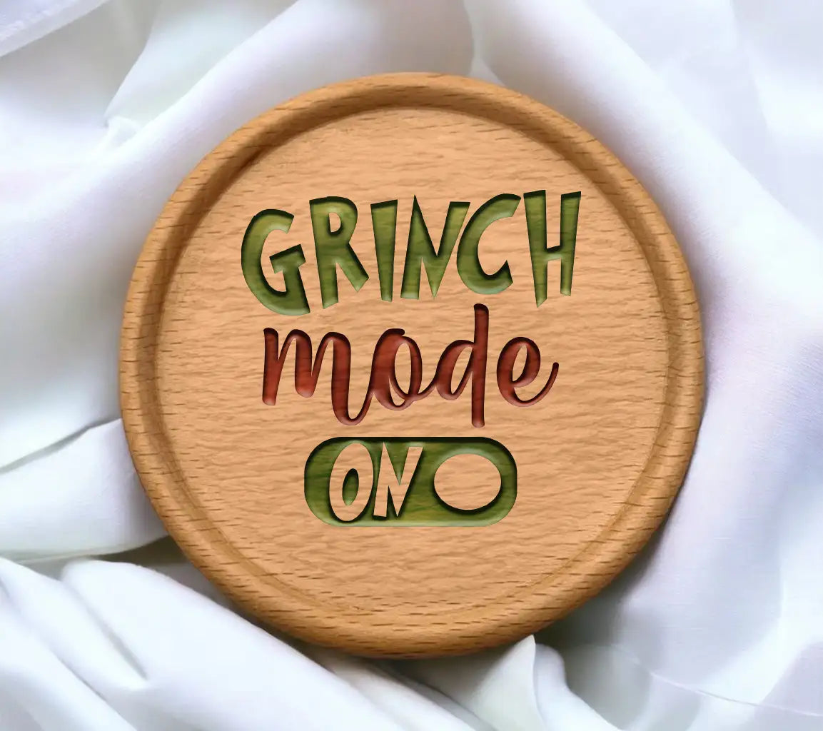 Grinch Mode On SVG - Green & Red Sign on White Background SVG