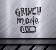 Grinch Mode On SVG - Green & Red Sign on White Background SVG