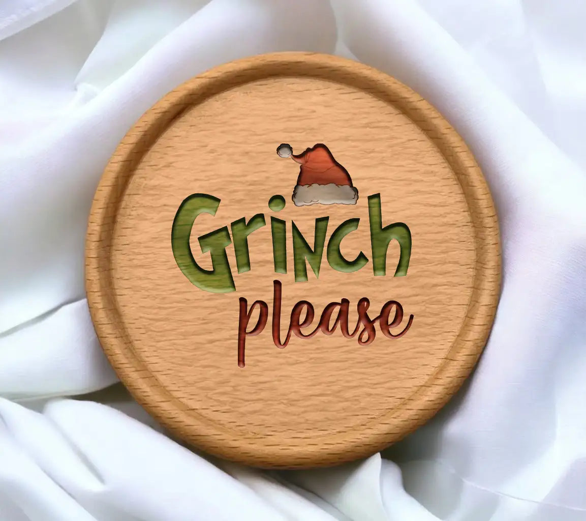 Grinch Please Design SVG with Santa Hat - Christmas Design SVG