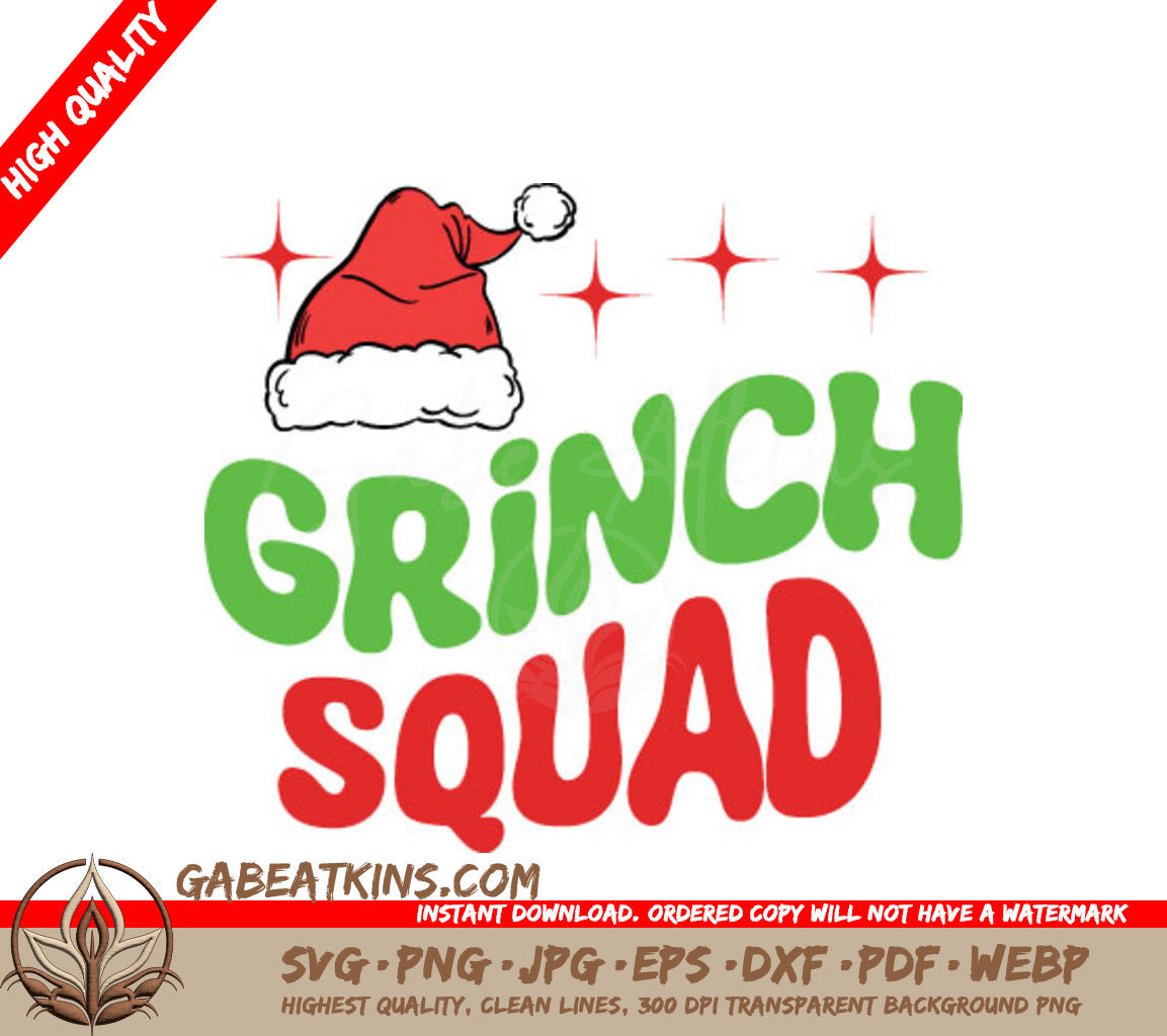 Grinch Squad SVG with Santa Hat - Christmas Design SVG