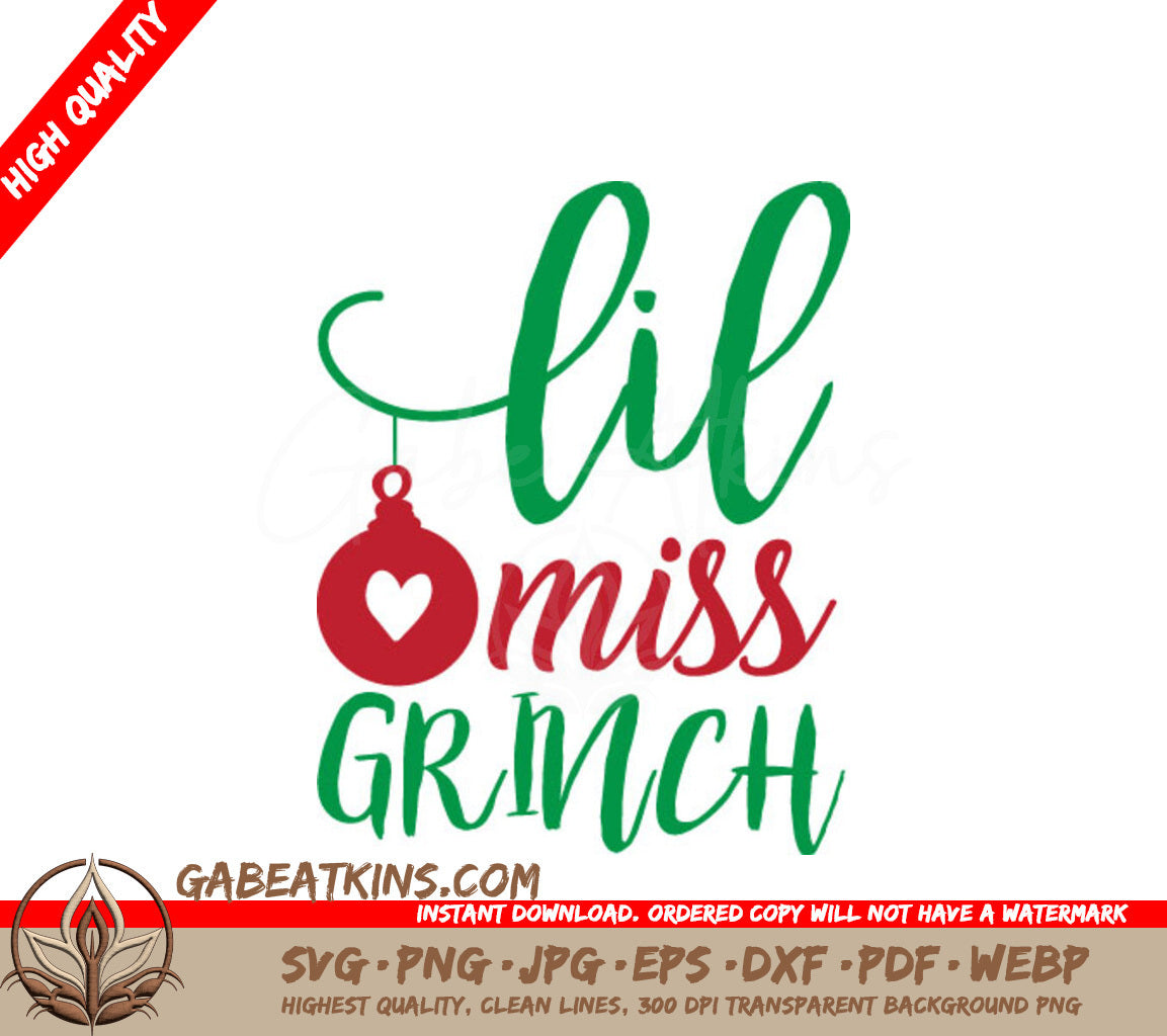 Lil Miss Grinch SVG - Green & Red Sign SVG