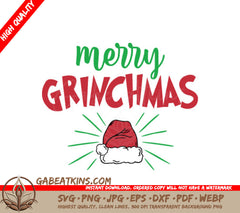 Merry Grinchmas SVG with Santa Hat - Grinchmas Decor SVG