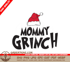 Grinch Mommy SVG with Santa Hat - Christmas Design SVG