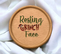 Resting Grinch Face Christmas Design SVG with Santa Hat SVG