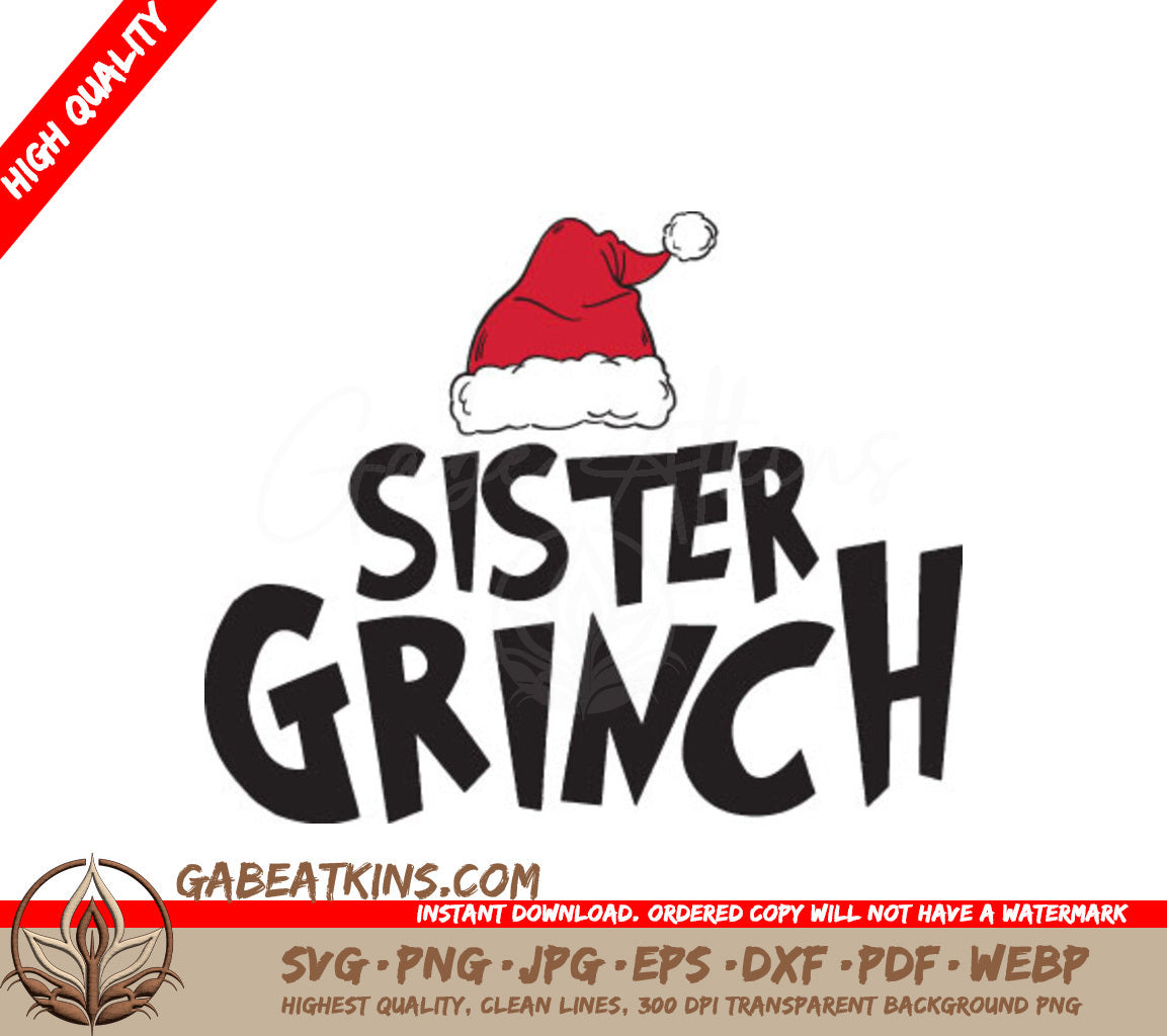 Grinch Sister SVG with Santa Hat - Christmas Design SVG