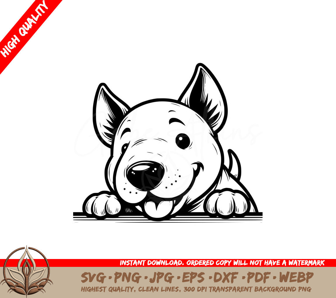 Grinning Bull Terrier Peek SVG