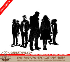 A Group Of People Standing Next To Each Other In Silhouette SVG - Group of People SVG