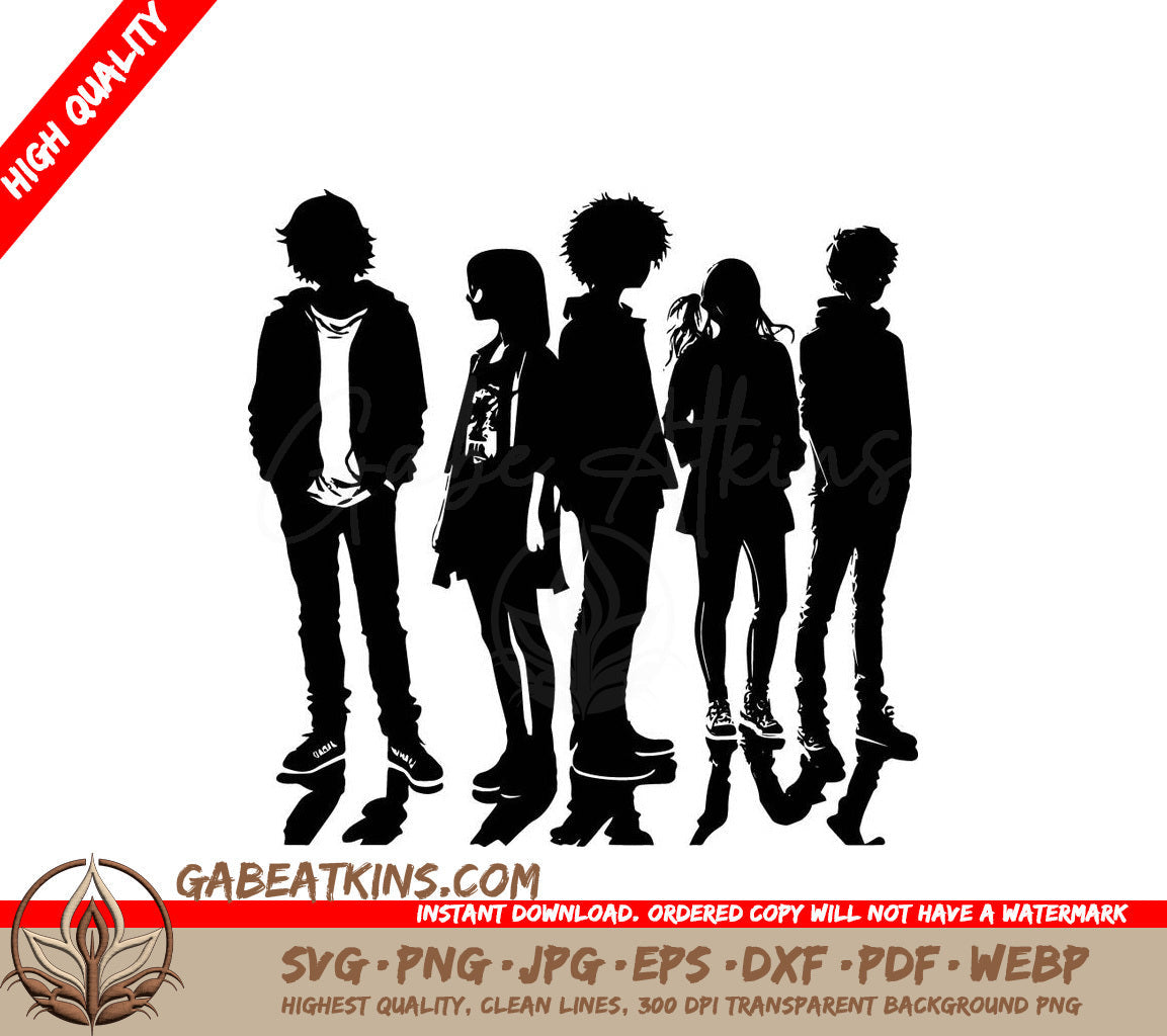 A Group Of People Standing Next To Each Other With One Of Them Wearing A T-Shirt That Says  Lucky  SVG - Group of Teenagers SVG