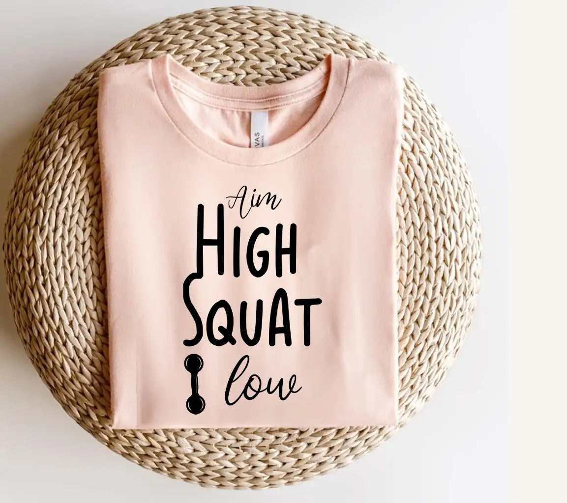 Aim High, Squat Low SVG - Gym & Fitness Motivation Poster Design SVG