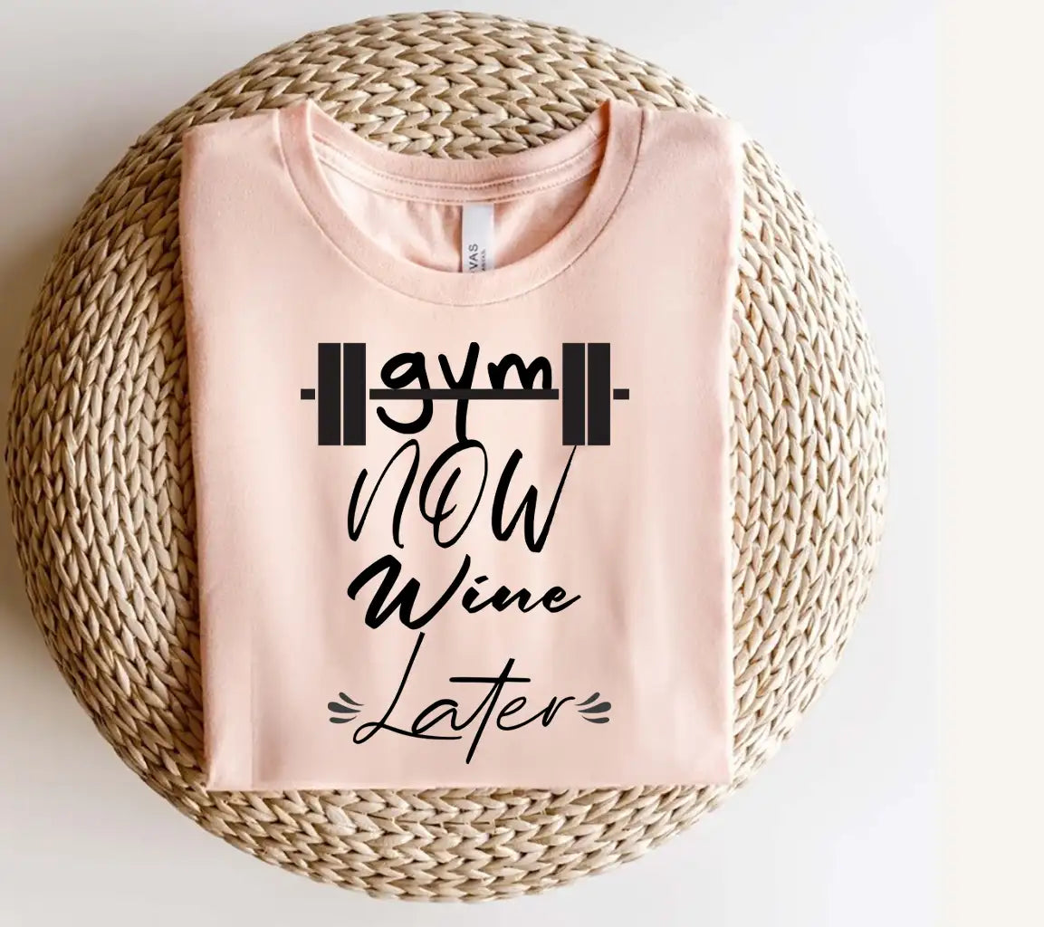 Gym Now Wine Later SVG - Funny Fitness Quote Design SVG