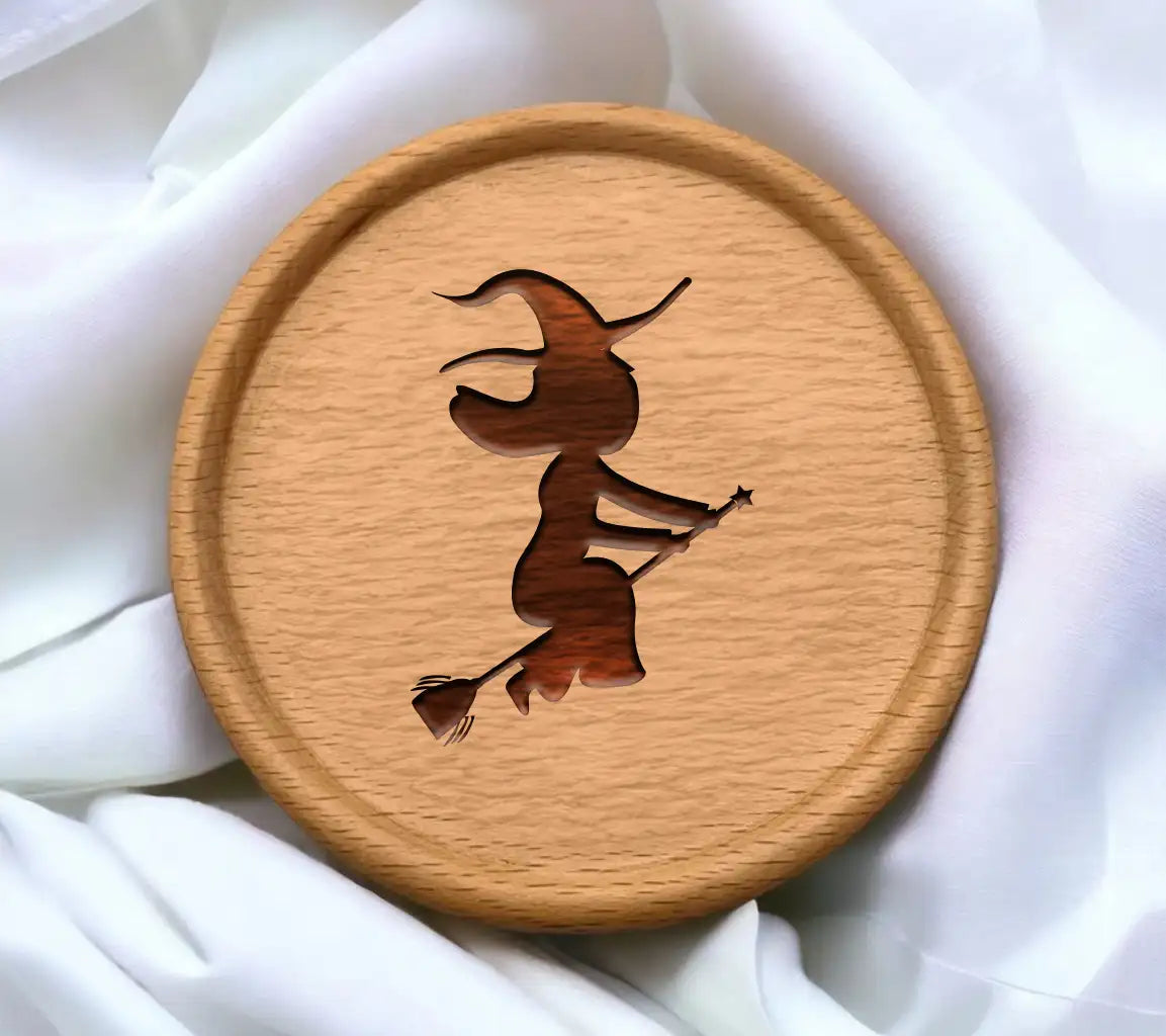 Halloween Witch Silhouette SVG - Flying Broom SVG