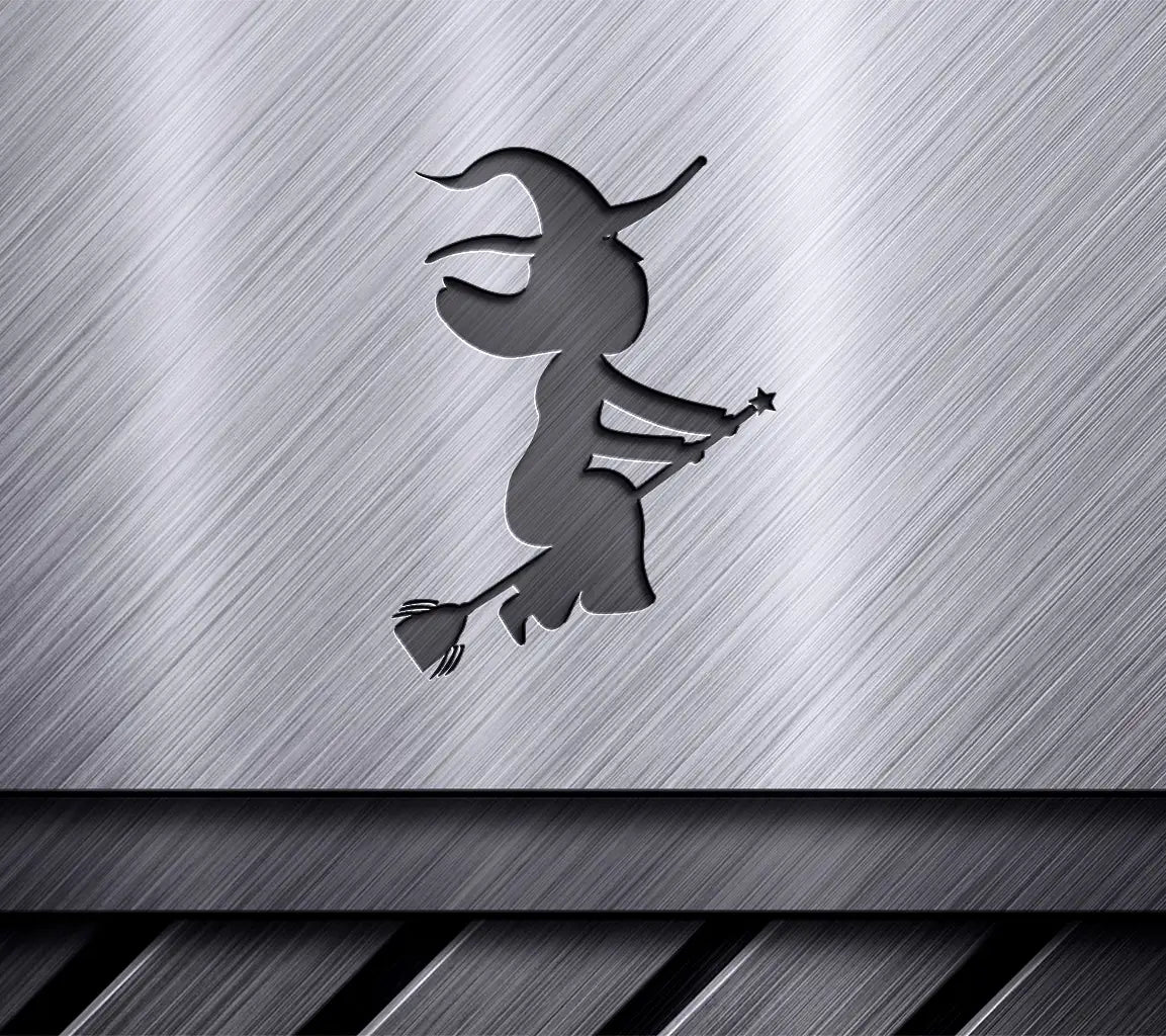 Halloween Witch Silhouette SVG - Flying Broom SVG