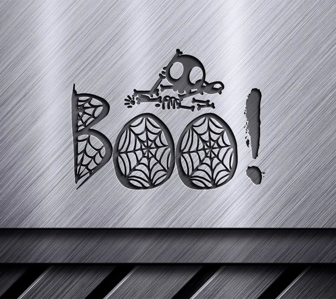 Halloween Skeleton & Spider Webs Boo SVG Design SVG