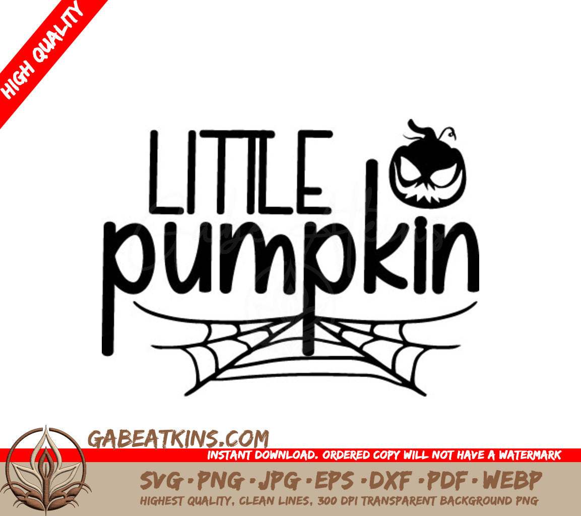 Halloween Little Pumpkin SVG with Spider Web SVG