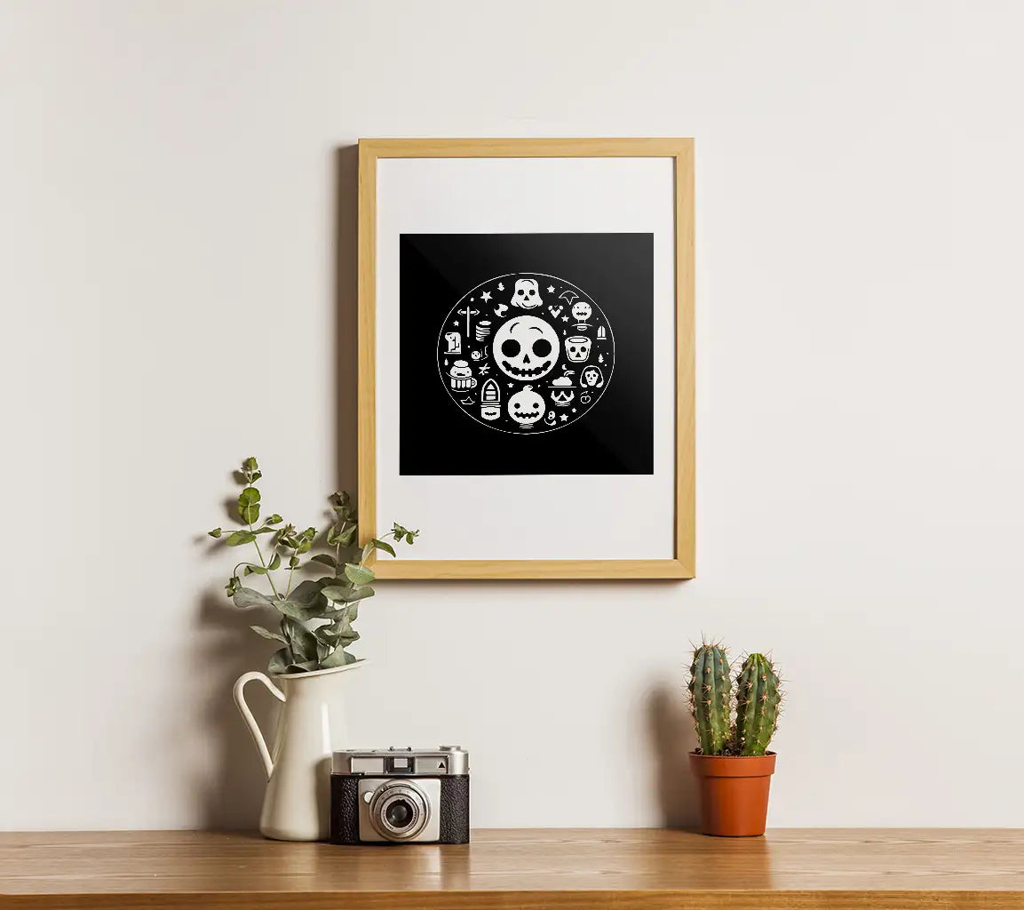 Halloween Skull Circle Icons SVG - Minimalist & Floral Design SVG