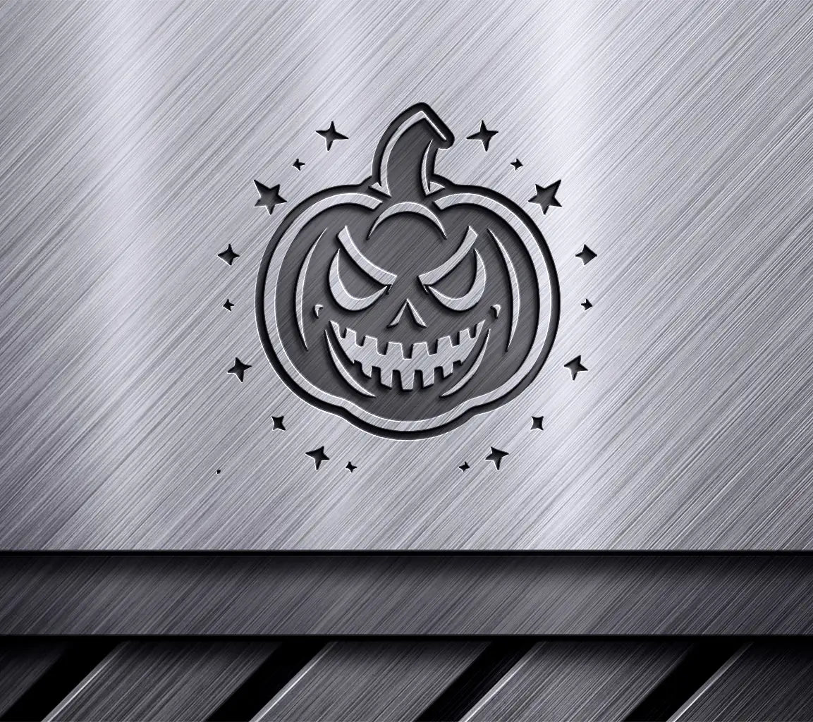 Minimalist  Evil Pumpkin SVG with Stars - Halloween Design SVG