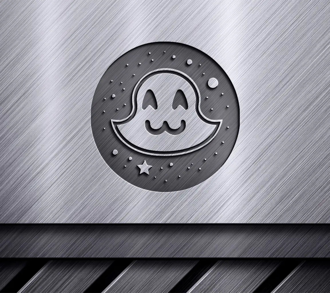 Minimalist Halloween Ghost with Star SVG SVG