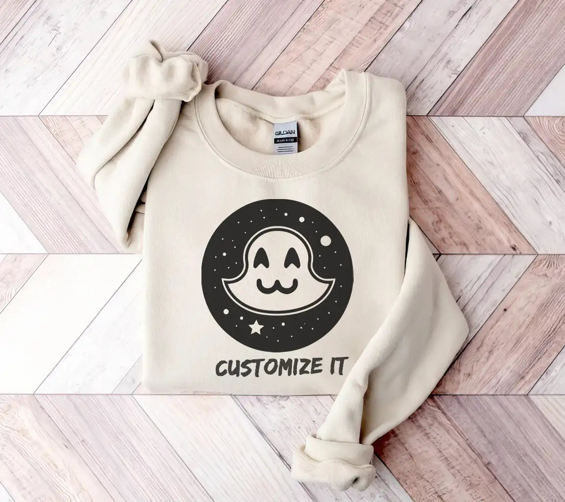 Minimalist Halloween Ghost with Star SVG SVG