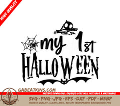 My First Halloween SVG - Skull & Spider Web Design SVG