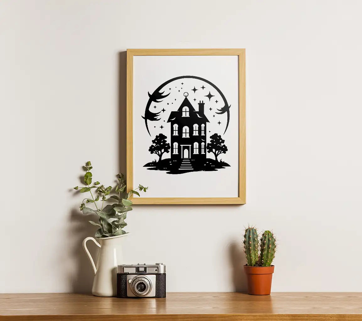 Haunted House SVG -  Drawing for Halloween Scene SVG