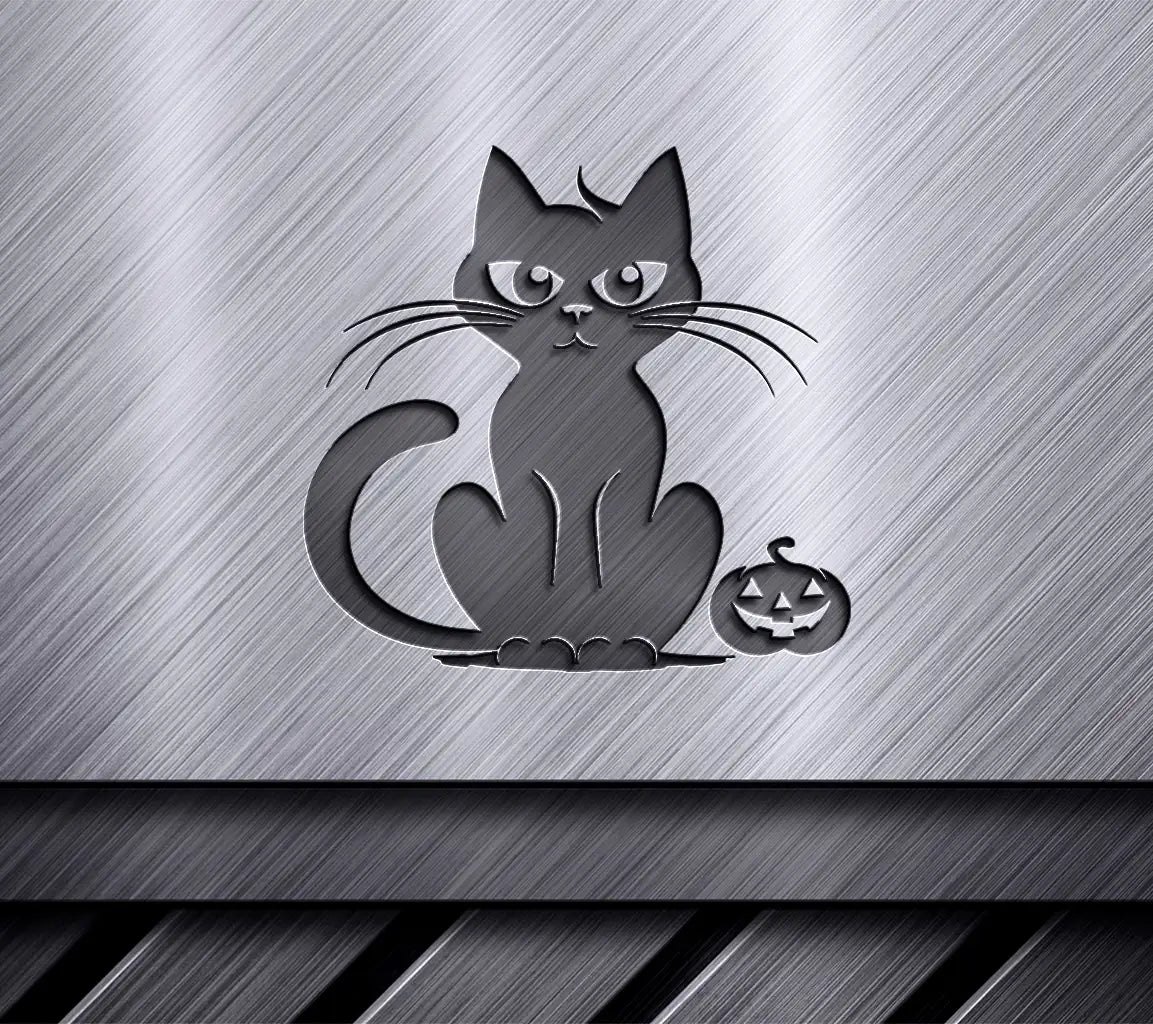 Halloween Black Cat & Pumpkin SVG - Dark Vector Illustration SVG