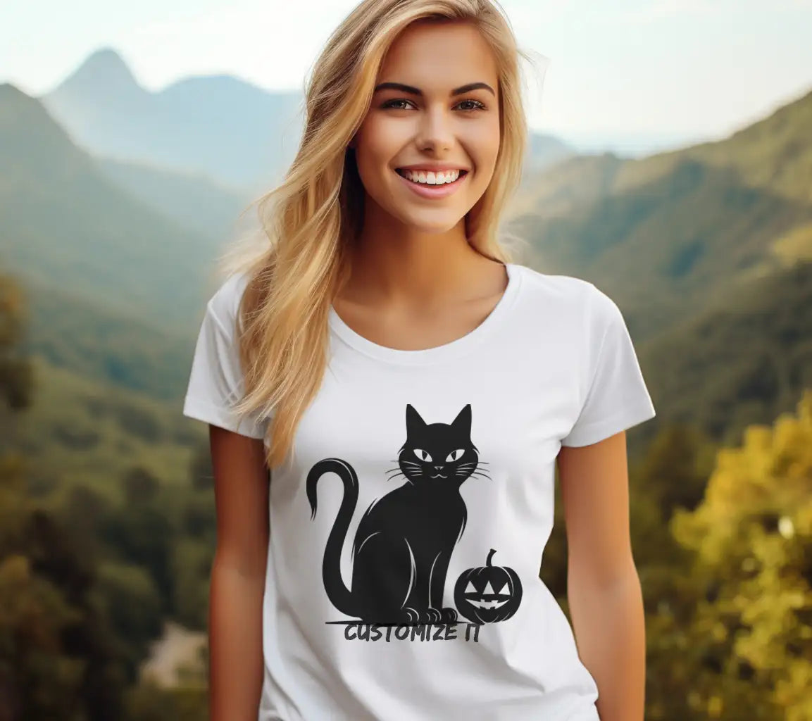 Halloween Black Cat & Smiling Pumpkin SVG - Dark Vector Clipart SVG