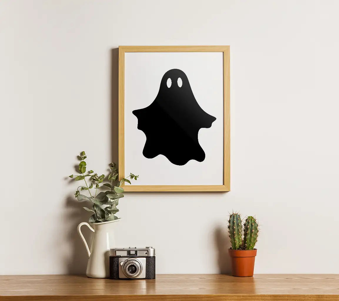 Halloween Ghost Silhouette SVG - Big Eyes & Black Design SVG