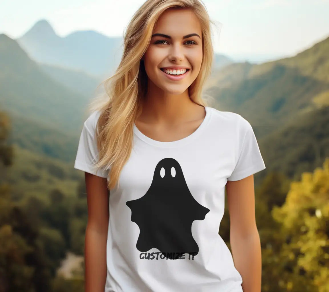 Halloween Ghost Silhouette SVG - Big Eyes & Black Design SVG